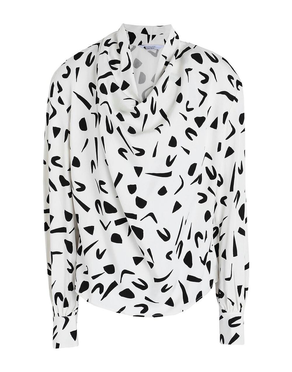 & Other Stories blouse 2 white black spot silky long sleeve